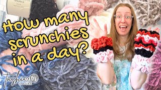 How many scrunchies can I crochet in a 9–5 work day 🧶😪  Inventory prep  Tashi at Home Vlog [upl. by Flosser]