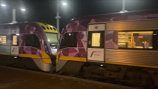 VLine Velocity train arriving and departing North Shore station 2472024 [upl. by Alilak27]