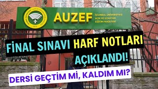 AUZEF Final Sınavı Harf Notları Açıklandı Harf Notları Neyi İfade Ediyor [upl. by Oinafipe]