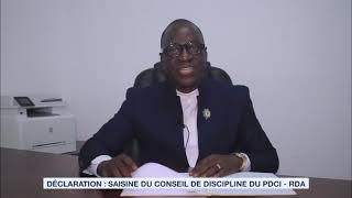 DÉCLARATION SAISIE DU CONSEIL DE DISCIPLINE DU PDCI RDA [upl. by Aker]