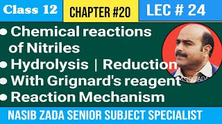 Reactions of Nitriles  Hydrolysis  Reduction  With Grignards reagent  NASIBZADASSS [upl. by Stella]