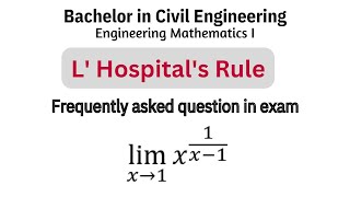 L Hospitals Rule  Engineering Mathematics I  Important Question  BE Civil  SBK Concept  10 [upl. by Nnylarej]