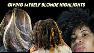 putting blonde highlights in my natural hair  BOX DYE NO ADDED BLEACH [upl. by Ram]