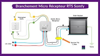 Branchement Micro Récepteur RTS Somfy Pour Volet Roulant electrical domotique electrique somfy [upl. by Lenhart676]