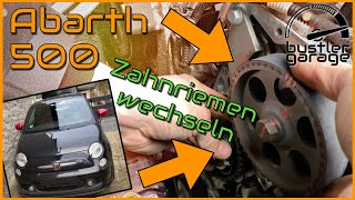 Fiat 500 Abarth  Zahnriemen Keilrippenriemen und Wasserpumpe wechseln  DIY [upl. by Akeryt]