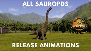 All Sauropod Release Animations  Jurassic World Evolution 2 [upl. by Georgetta]