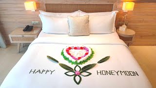 Towel folding heart 💖 bedroom decoration ideas  Towel art  DESIGN AND ART [upl. by Paley625]