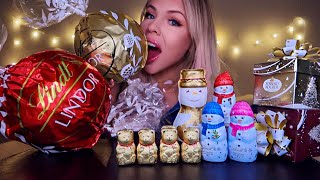 ASMR GIANT LINDT CHOCOLATE BALL FERRERO ROCHER CHOCOLATE PRESENTS CHOCOLATE SNOWMAN MUKBANG 먹방 [upl. by Anirrak119]