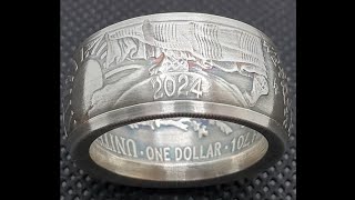 Making A 2024 American Silver Eagle Coin Ring Live [upl. by Lakym]