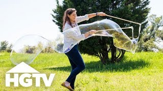 DIY Giant Bubble Wand and Solution  HGTV [upl. by Eissed]