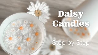 How to Make Soy Wax Candles with adorable Daisy flowers wax embeds on top [upl. by Enitsuj806]