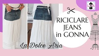 Riciclare i jeans in gonna  Skirt refashion [upl. by Zacharie]