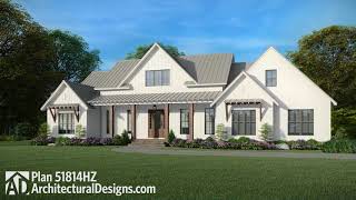 3Bed Modern Farmhouse House Plan 51814HZ Tour amp Walkthru ADHousePlans 2500 Sq Ft Farmhouse Plan [upl. by Adhern]