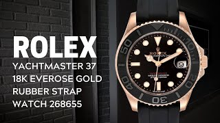 Rolex Yachtmaster 37 18K Everose Gold Rubber Strap Watch 268655 Review  SwissWatchExpo [upl. by Ymma]