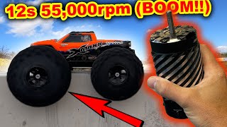 50 Volt GIANT motor 55000rpm Traxxas XMaxx RC Car  too much POWER [upl. by Hanoy]