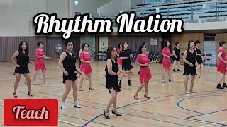 Rhythm Nation Line Dance  TEACH [upl. by Ailalue]