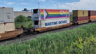 Pride containerExCREX 3923friendly crew CN Z121  2924 leads 3923 through Snider West [upl. by Mccready]