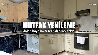 MUTFAK YENİLEME  Dolap boyama amp Tezgah arası folyo [upl. by Tessi]