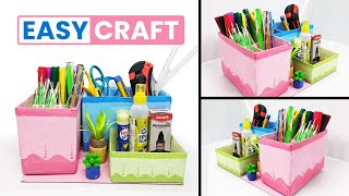 How to Make Easy 3in1 Pen Holder Pen Pencil organiser Pen Stand [upl. by Ardis]