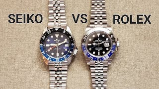 Seiko GMT Vs Rolex GMT  Comparison SSK003 vs 126710BLNR Batgirl [upl. by Lundgren]