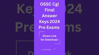 OSSC CGL Final Answer Keys 2024 for Pre Exams Download shorts ossc [upl. by Mirisola]