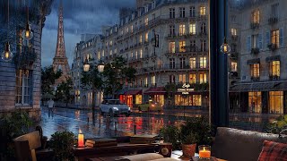 Paris Coffee Shop Immersive Ambience  Rain and Distant Thunder Sounds for Study and Relaxation [upl. by Anis]