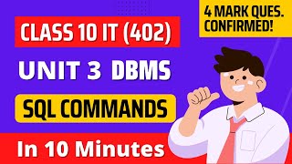 SQL COMMANDS  Class 10 IT code 402 Unit 3 DBMS [upl. by Sven]