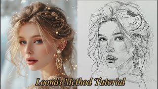 Loomis Method Portrait FaceHow to Draw a Face beginners tutorial [upl. by Normac346]