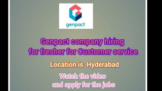 Genpact company hiring for Customer service in Hyderabad [upl. by Sairahcaz]