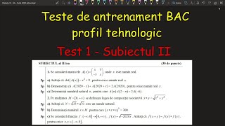 Bacalaureat Test 1 Subiect II model profil tehnologic Invata Matematica UsorMeditatii Online [upl. by Fulviah813]