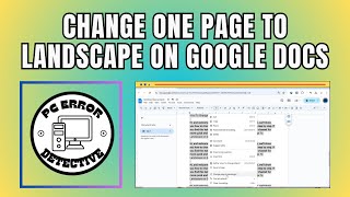 How To Change ONE Page To Landscape on Google Docs [upl. by Pet]