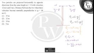 Two particles are projected horizontally in opposite directions from the same height at \ t0 \ [upl. by Clite]