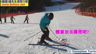 初中級滑雪第1課  A字回轉 Snowplow Turns Pflugbogen [upl. by Ahsekad]