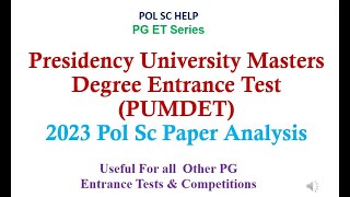 Paper Analysis PUMDET Presidency University Kolkata MA Political Science 2023 paper [upl. by Sarge48]