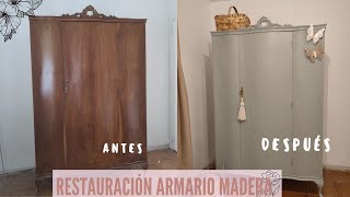 CÓMO RESTAURAR UN ARMARIO DE MADERA 💚 Renovar muebles de madera  Antes y Después😱 [upl. by Blatt]