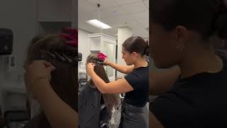 Closest color match gets babe hair extensions installed wefthair beautyschoolstudent hair [upl. by Haland]