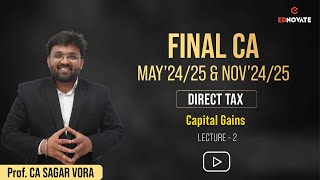 CA Final  MN24amp25  DT  Capital Gains  L2  ProfSagar Vora [upl. by Dibrin]