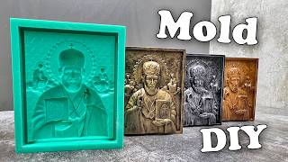 Making a Silicone Mold for Casting Holy Icons from Plaster DIY [upl. by Artemas]