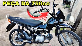 NOVOS Acessórios na pop 100Colocando peça da 750cc na POP [upl. by Neirda]