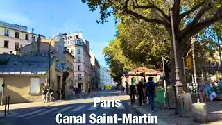 Paris city walks Canal SaintMartin Paris France 4K [upl. by Memory]