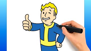 How To Draw Vault Boy From Fallout Easy Drawing Tutorial [upl. by Aushoj895]