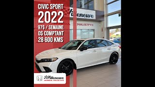 Honda Civic Sport 2022 chez Vileneuve Honda de Joliette [upl. by Cotsen]