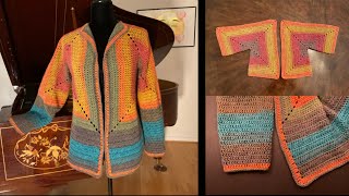 Easy Double Crochet Hexagon Jacket Individualized Decreased Sleeves 🥰🥰🥰 [upl. by Alena879]