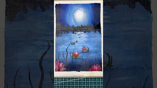 Enchanting moonlit night Night sky paintingart painting drawing acrylic forbeginners shorts [upl. by Essam]