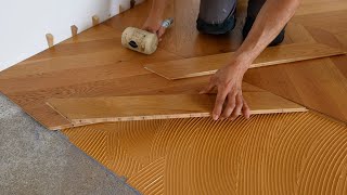 How To Install Chevron Parquet Flooring [upl. by Nimesay875]