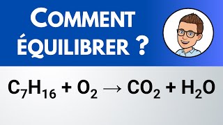 Comment équilibrer  C7H16  O2 → CO2  H2O  Combustion de lheptane [upl. by Letisha539]