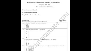 Testul 1 de antrenament matematică EN  Hunedoara  ianuarie 1 [upl. by Holbrook]