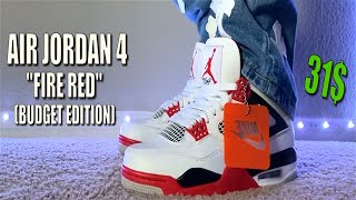 JORDAN 4 quotFIRE REDquot BUDGET TJ SNEAKERS LOOK amp ON FEET [upl. by Daisi]