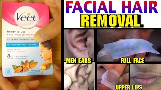 Veet wax strips for Men amp Women facial hair  Full Review with Demo [upl. by Benedetto667]