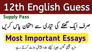 2nd year English Supplementary exams Guess  12th Class English important essays 2024  12thclass [upl. by Warchaw]